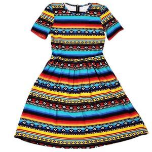 NWT LuLaRoe Amelia Dress Size M Stripe Red Black Yellow